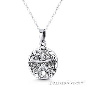 Sand Dollar Ocean Sealife Charm 25x17mm(1x0.7in) Pendant in .925 Sterling Silver